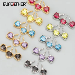 GUFEATHER MC64,jewelry accessories,18k gold rhodium plated,nickel free,copper,zircon,jewelry making,charms,diy pendants,4pcs/lot