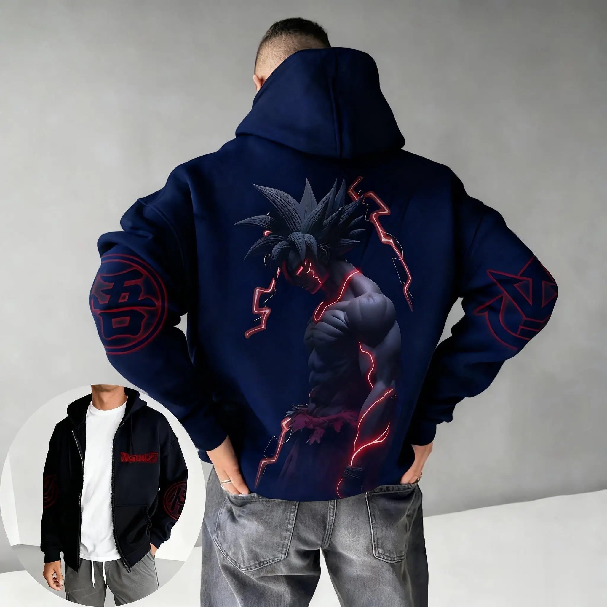 Unisex Anime Dragon Ball Goku Streetwear Felpa con cappuccio vintage con cerniera Uomo Donna Primavera Autunno Nuova felpa casual Top a maniche lunghe