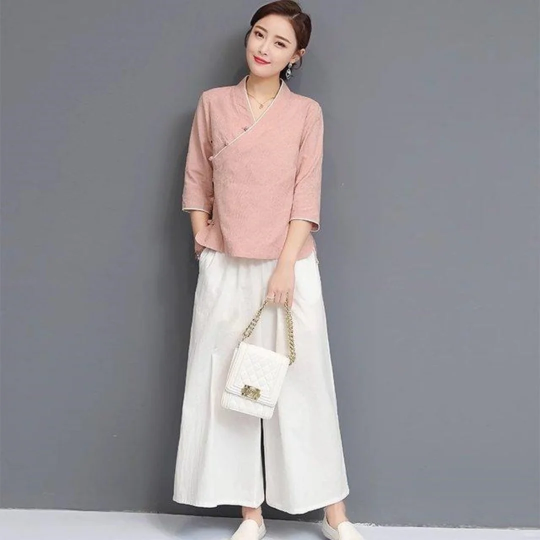 Chinese Style Cotton Linen Tea Ceremony Costume Set Women's Meditation Sitting Zen Priestess Clothes Traditional Cultural Outfit