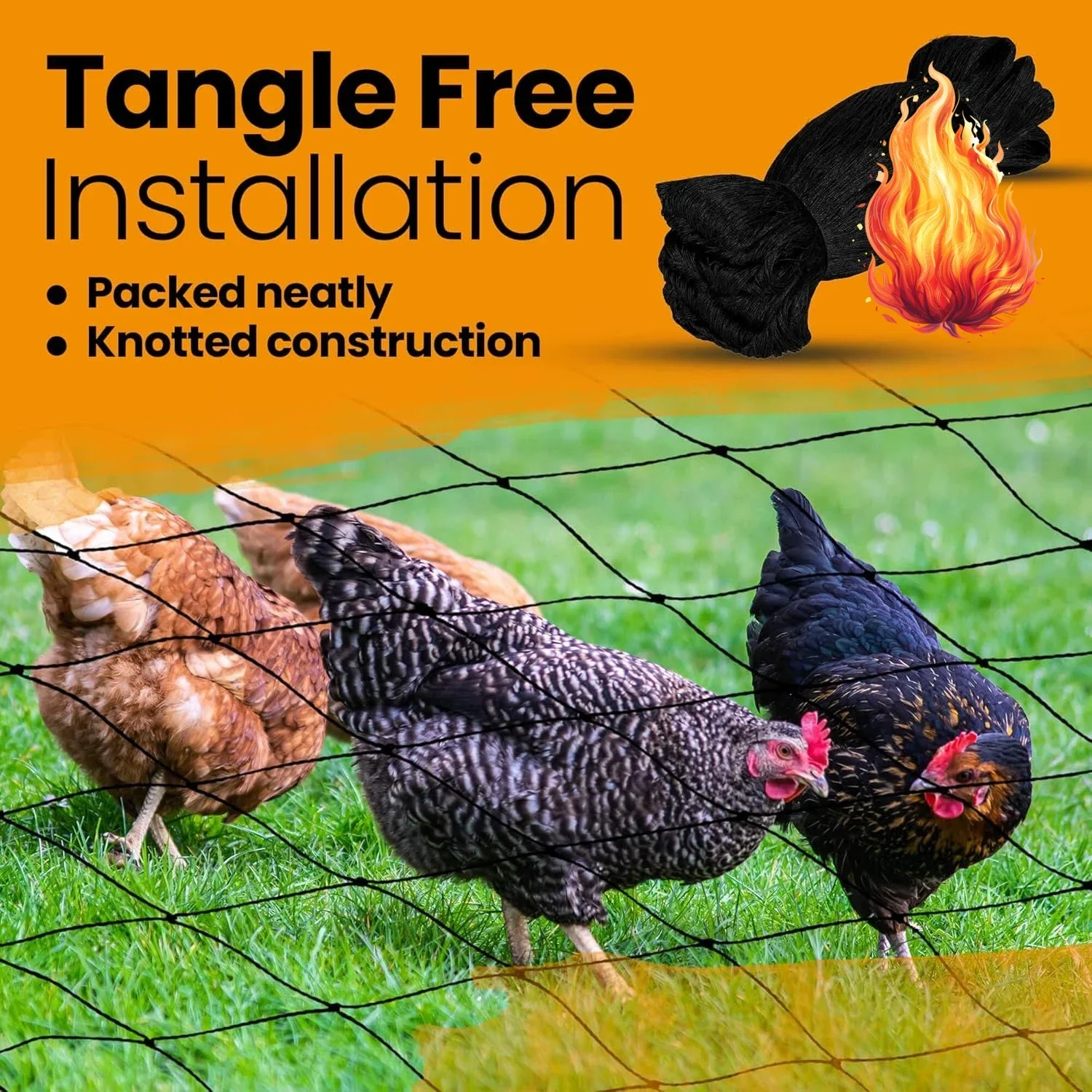 

Heavy Duty Bird Netting for Chicken Coops & Runs | Tree & Garden Netting Mesh 1-1/2" | Keep Hawks, Birds & Predators Away