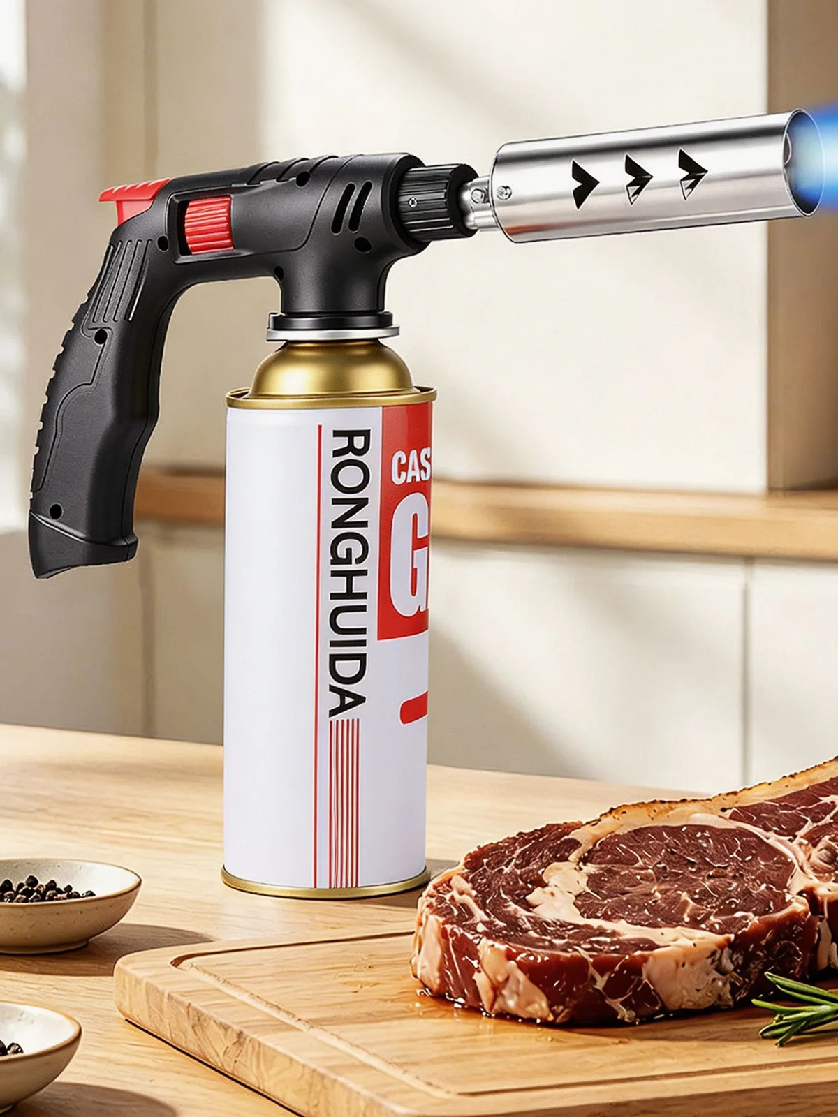 Short‑Size Butane Torch Lighter Handheld Multi‑Purpose Tool for Outdoor Camping BBQ Kitchen Cooking Refillable Gas Igniter