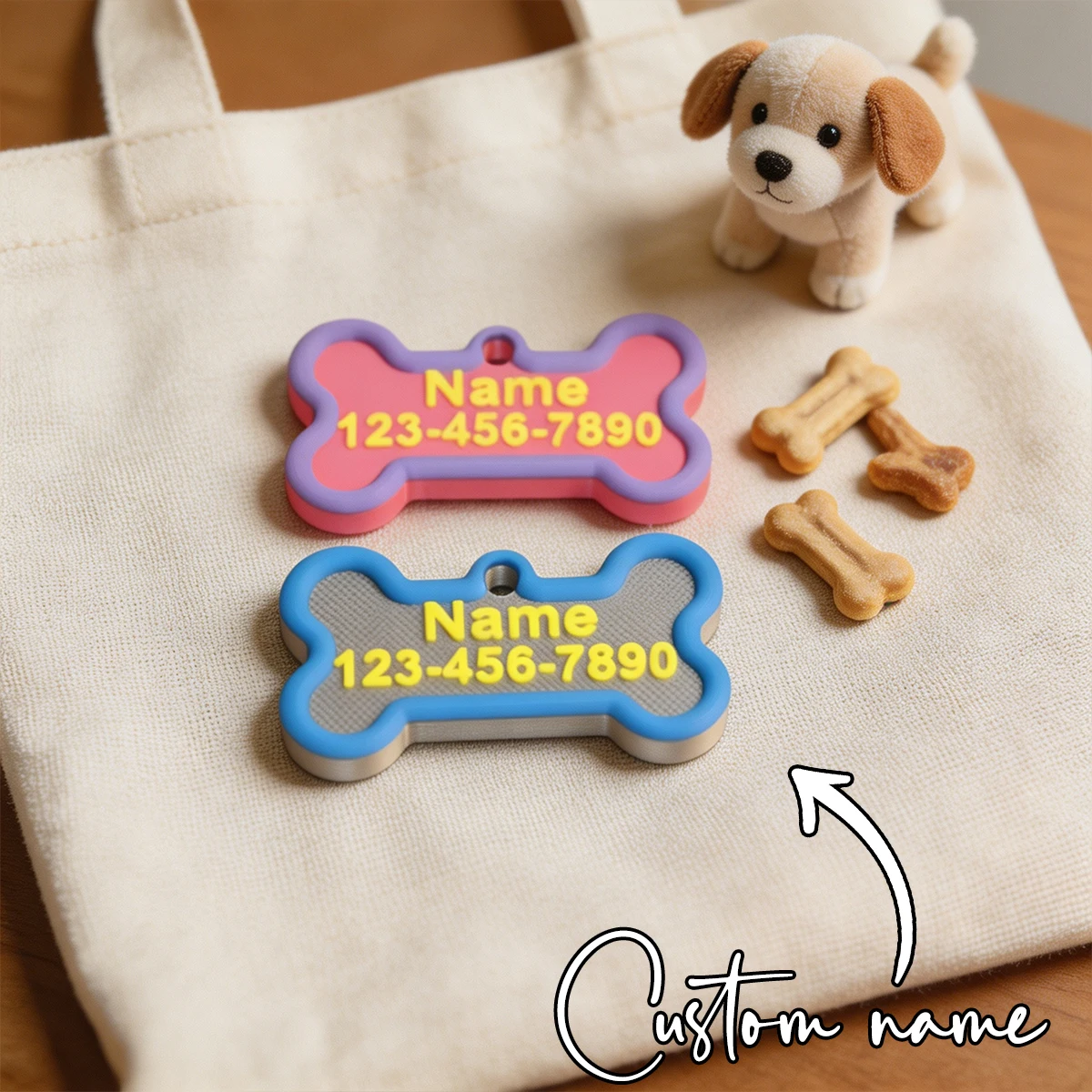 Custom 3D Pet Name Plaque Tags Custom Name and Phone Number Pet ID Tag Christmas Party Gifts from Pet Enthusiasts to Puppies