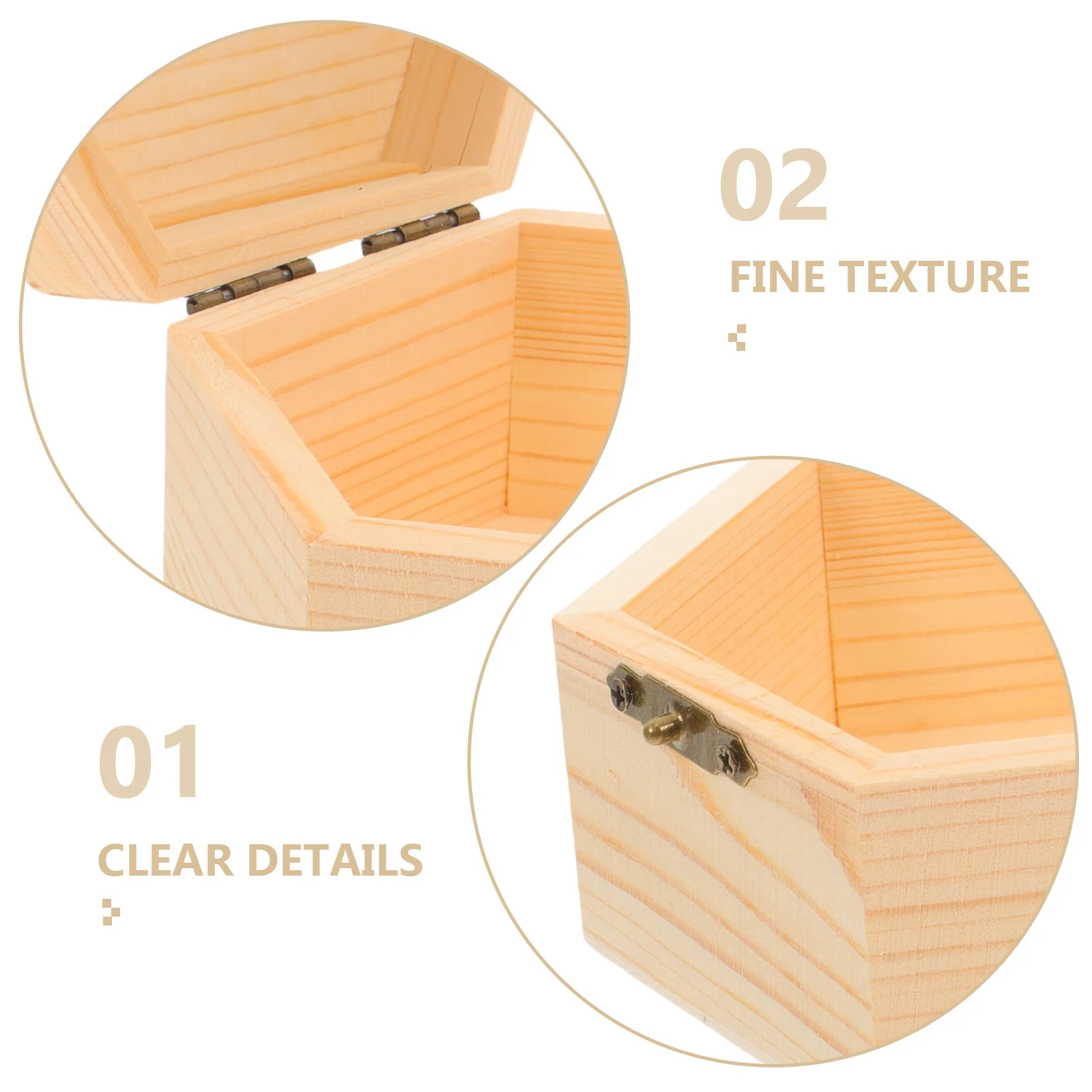 

2Pcs Unfinished Wood Jewelry Box Small Hexagon Shape Wooden Storage Box DIY Craft Organizer for Vintage Home Travel