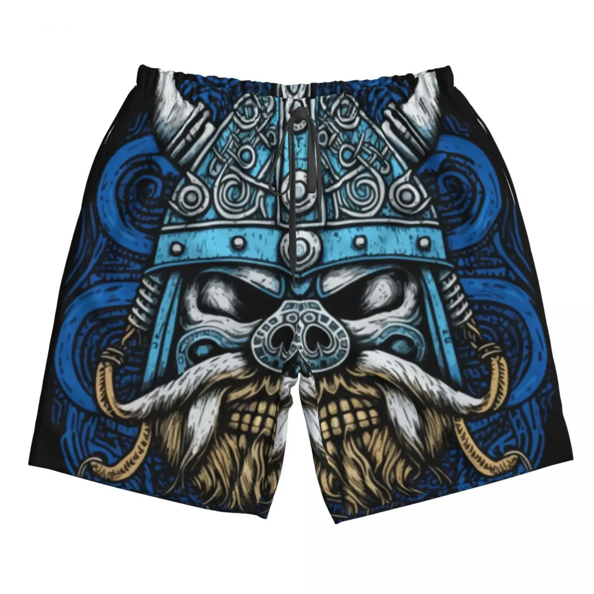 Maillot de bain crâne viking pour homme, séchage rapide, avec casque à cornes, short de plage