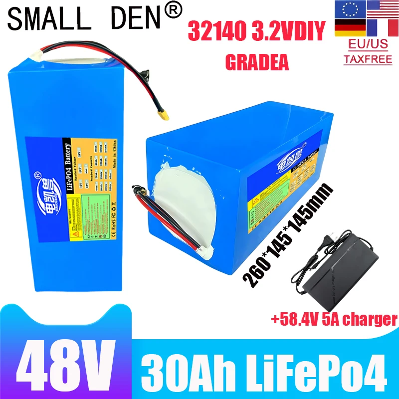 

Brand new 48V 30ah LiFePo4 battery pack 32140 built-in BMS 0-2500W motor high-power lithium iron phosphate rechargeable battery