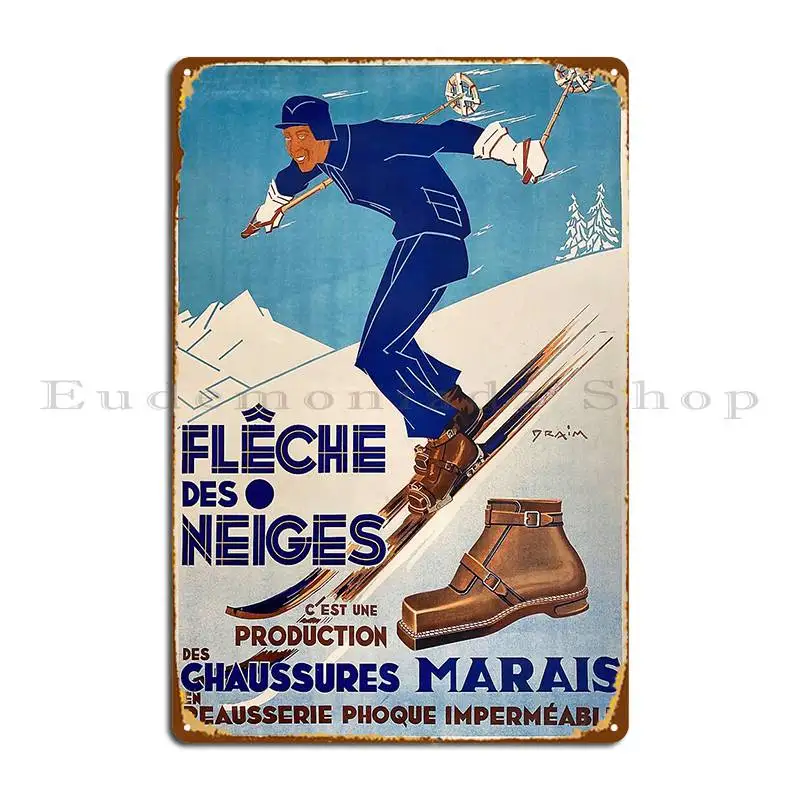 ملصق فرنسي عتيق إعلان Des Neiges 1935 علامة معدنية شخصية المطبخ حفلة جدار اللوحة بار تين تسجيل ملصق #1