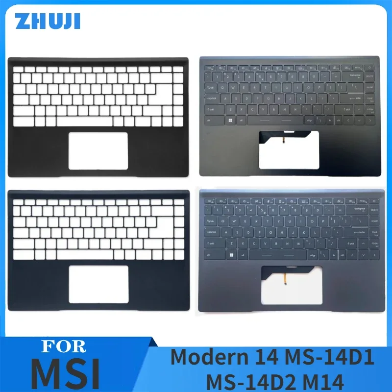 New For MSI Modern 14 MS-14D1 MS-14D2 M14 Laptop Upper Case Palmrest Cover US Backlit Keyboard