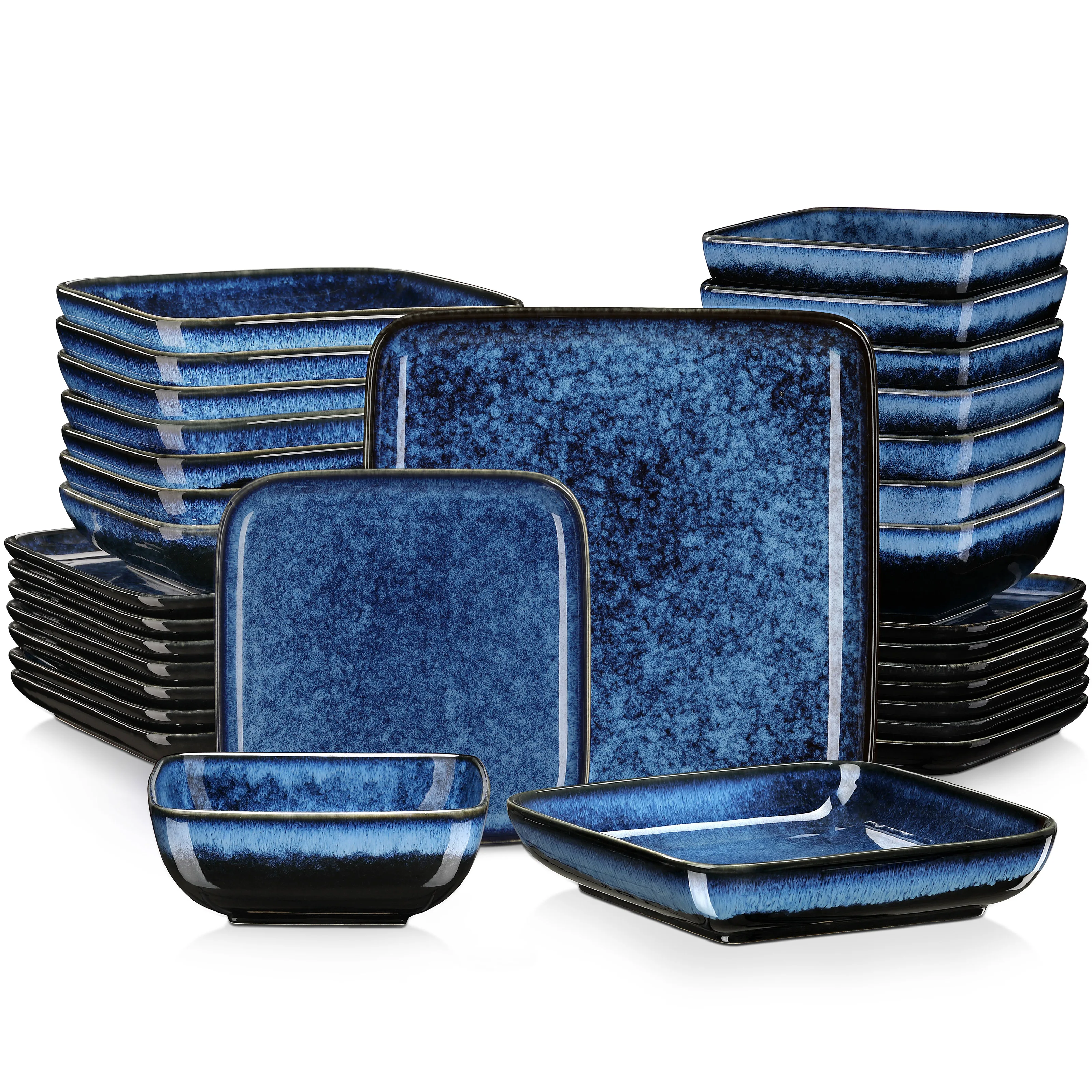 vancasso Stern Dinner Set Groen Vierkant Oven Verandering Glazuur Servies 16-delig Keuken Servies Keramische Servies Set voor 4 personen