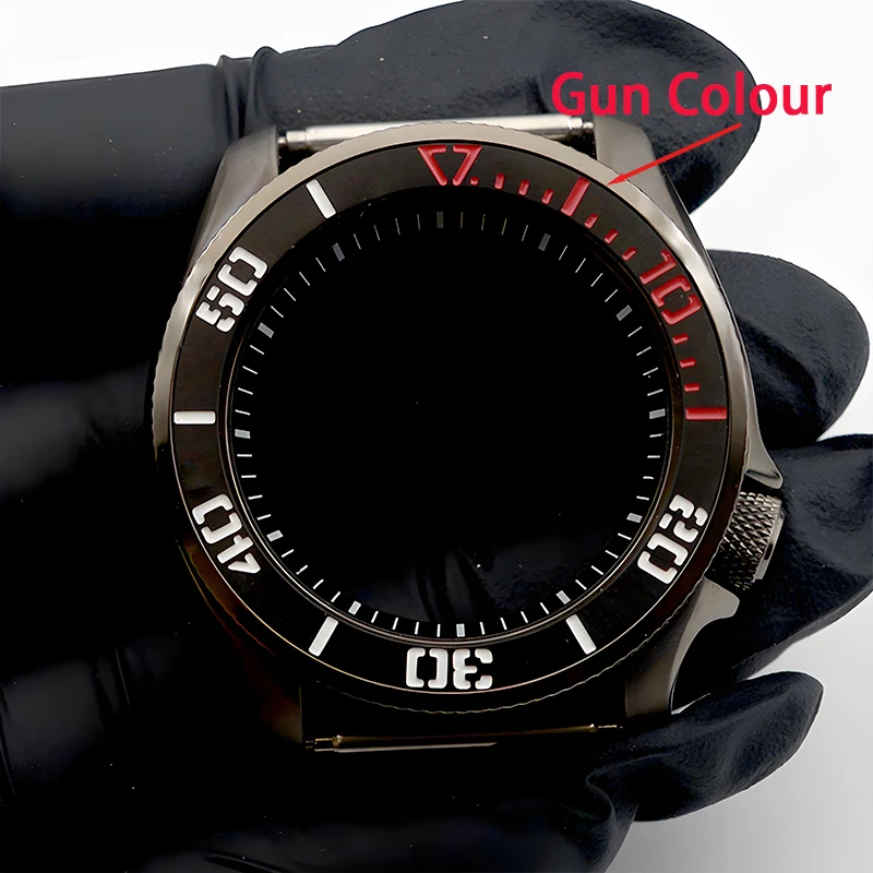 SKX007 SKX009 بندقية اللون ساعة رجالي تناسب NH34 NH35 NH36 الحركة التلقائية الياقوت الزجاج 200 متر مقاوم للماء #3