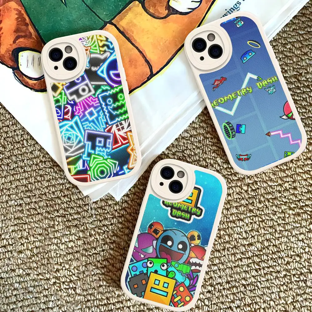 

Game Geometry Dash Phone Case For IPhone 11 12 13 14 15 16 Pro Max Plus Leather Cover