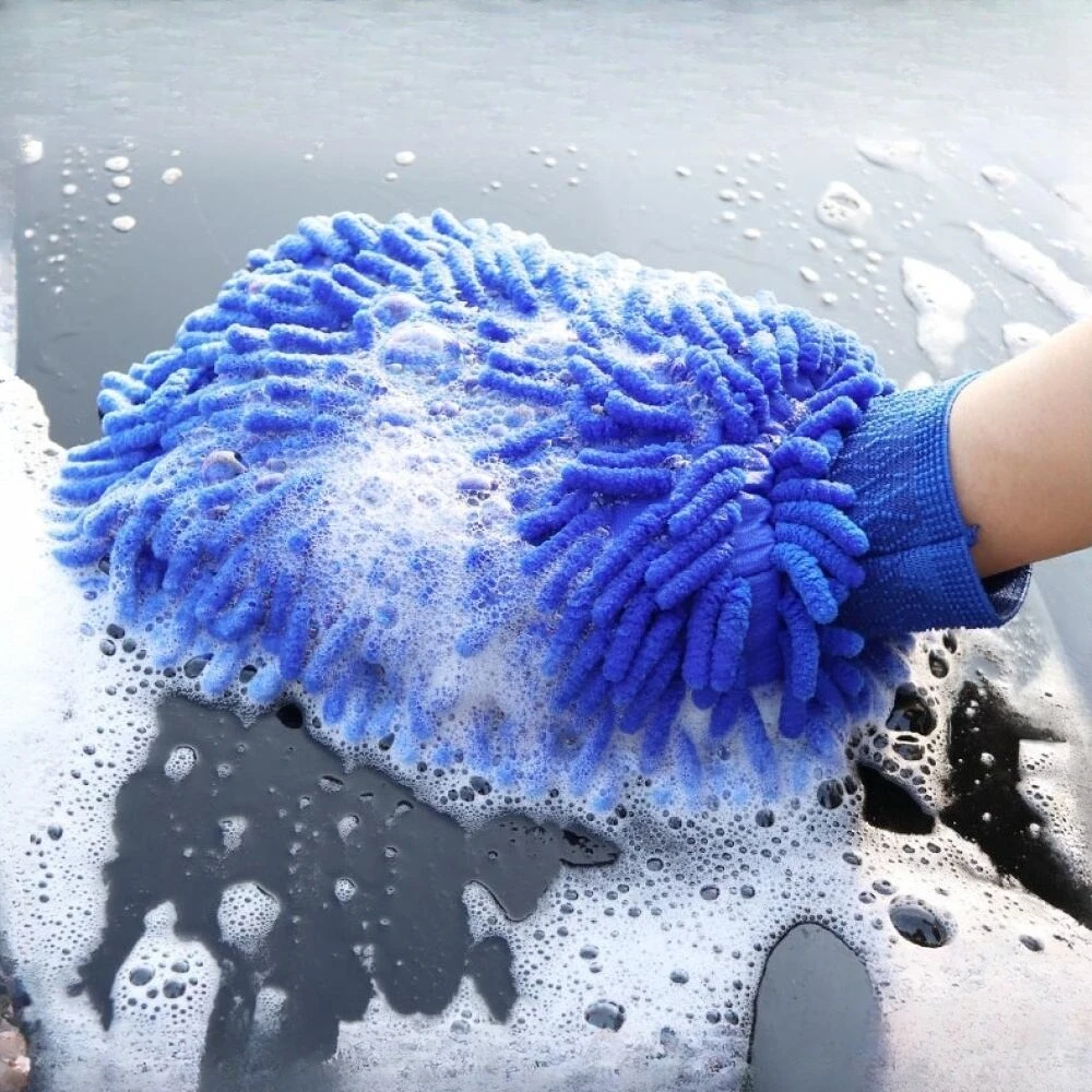 Car Home Dual-use Car Wash Gloves, Plush Double-sided Chenille Cleaning Wipes Rags Sponge Design, For Auto Car Washing