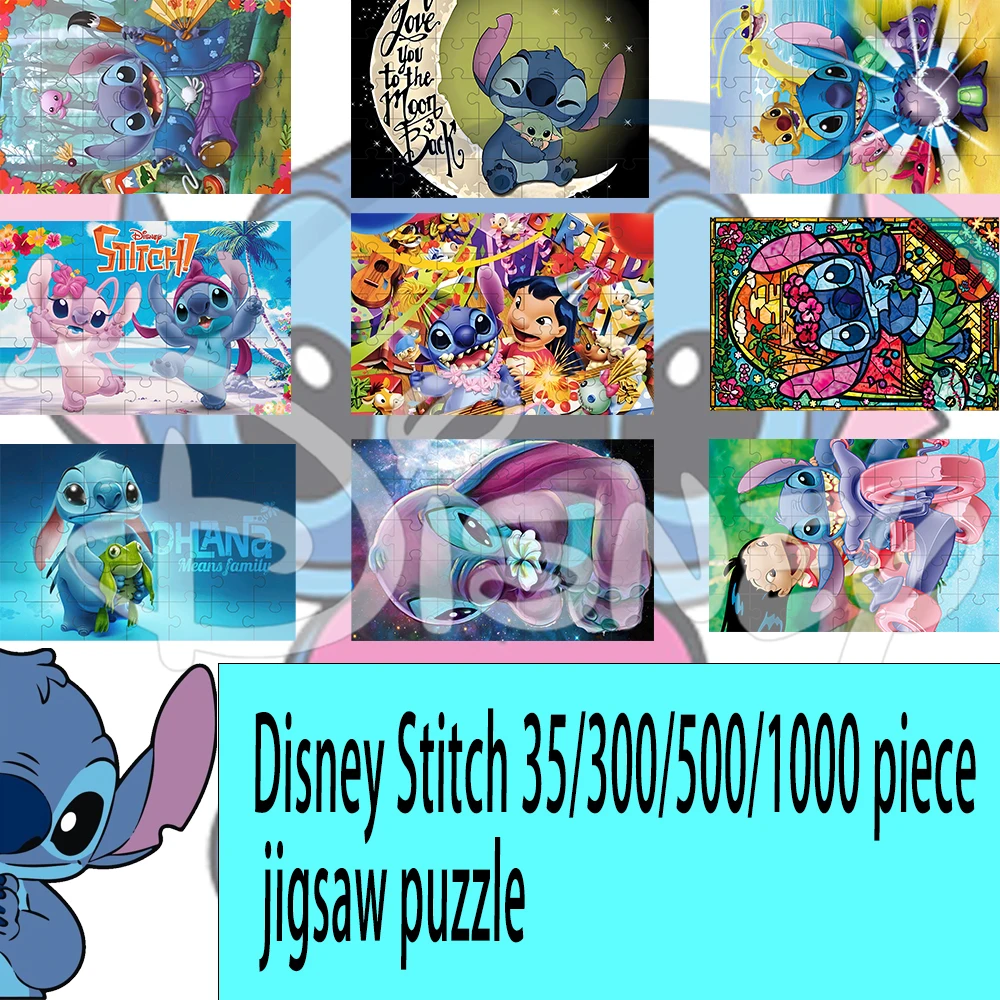 Disney Stitch Puzzle 35/300/500/1000 Teile Spiel Puzzle Pädagogische Dekomprimierte Spielzeug Geschenke