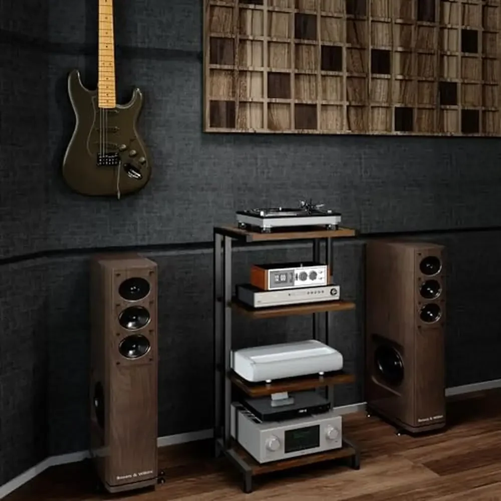 AV الوسائط حامل رف زاوية مكون خشبي خزانة ستيريو الصوت رف برج دائم قابل للتعديل الفضاء توفير تخزين مشغلات DVD