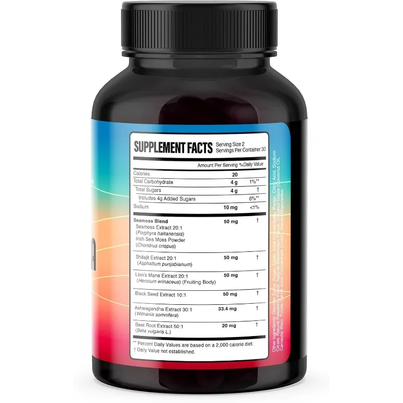 Shilajit Seaweed, Beetroot, Lion Mane Mushroom, and Black Seed Oil - Herbal Food Supplement -60 Pure Vegetarian Capsules view 2