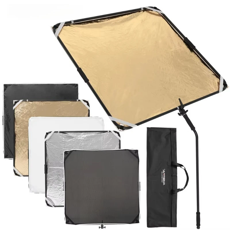 

KS05 100x100cm 6-in-1 Reflective Diffuser Black Gold White Silver Sun Scrim Handle Bracket Folding Hand Shank Boxed
