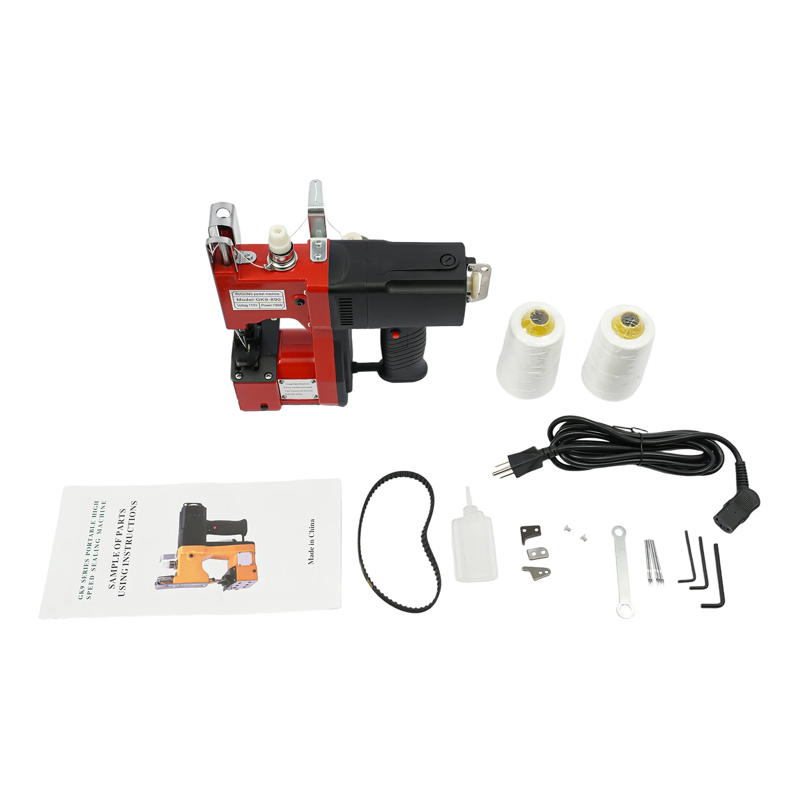 110V Handheld Portable Electric Sewing Machine 2600 Stitches/Min Cast Aluminum Bag Stitching Machine for Woven Sack Leather