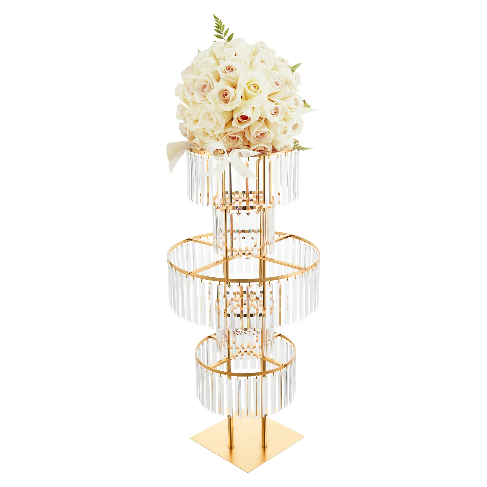 

5 Tier Crystal Wedding Vase Wedding Flower Stand Decorative Bracket Shelf Floor Standing Installation