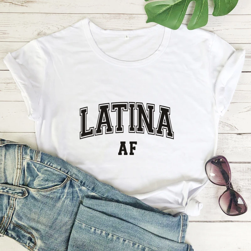 

Latina af 100% cotton T-shirt casual Women Short Sleeve slogan Feminist Tee shirt