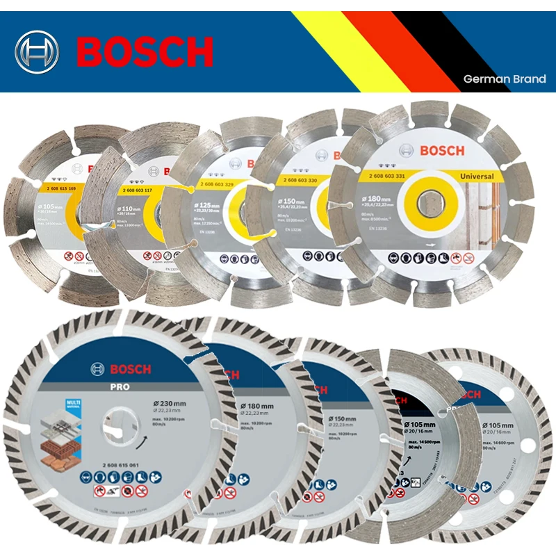 Bosch Universal Diamond Cutting Discs Circular Marble Saw Blades for Cutting Stone Reinforced Concrete 105/125/180/230mm Wheels