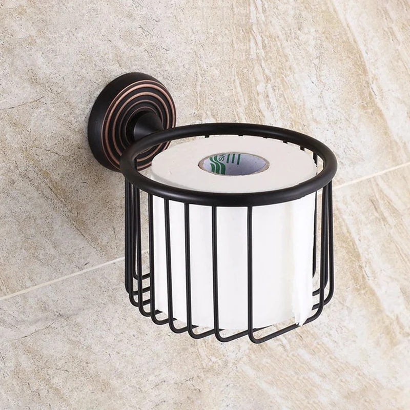 Paper Holders Euro Black Bathroom Accessories Solid Brass ORB Toilet WC Paper Holder Roll Holder Without Cover WF-1217R