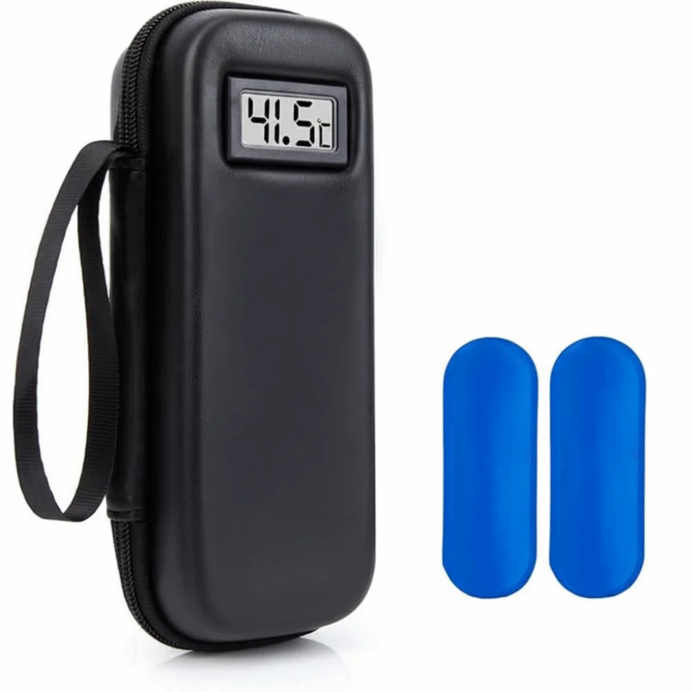 Met thermometer display insuline koeler reistas waterdichte thermisch geïsoleerde gekoelde medicijn organizer tas