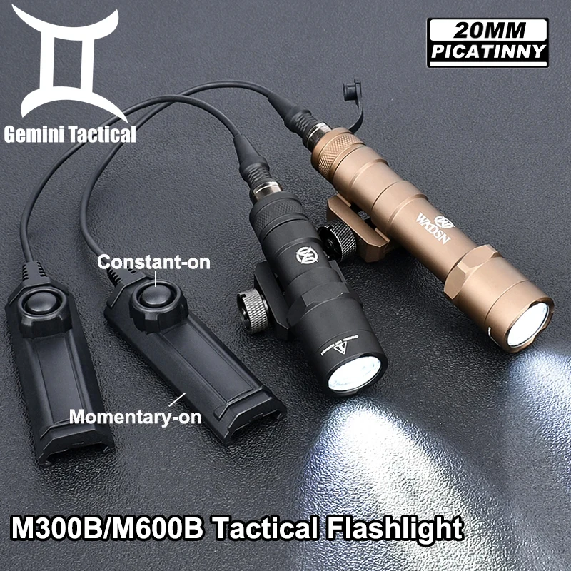 Tactical M300B M600B Flashlight Wadsn M300b M600 Hunting Scout Light 600Lumen High Power Spotlight Set With Dual Function Switch