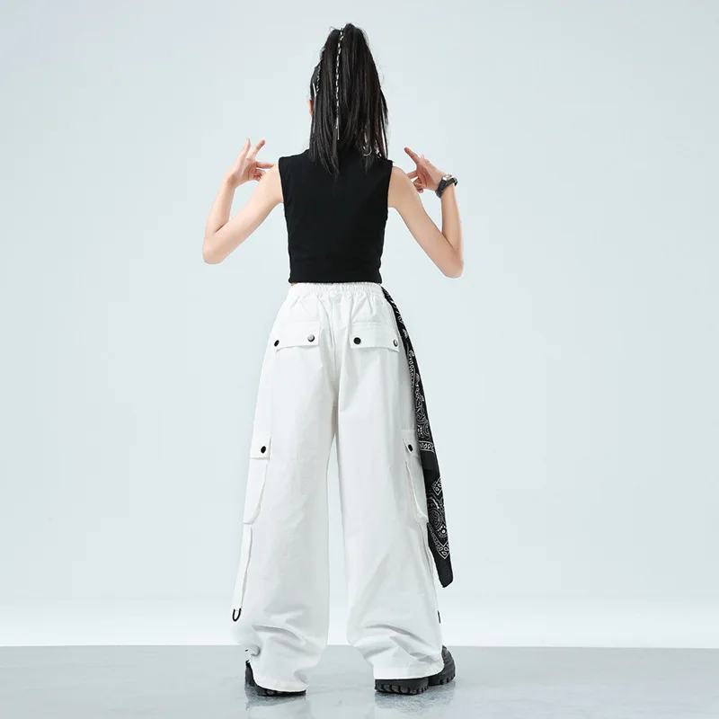 女の子ジャズダンスステージ衣装女の子 Kpop ヒップヒップダンス服ストリートダンスの摩耗キッズファッション Clohtes 黒トップスシャッフルパンツ