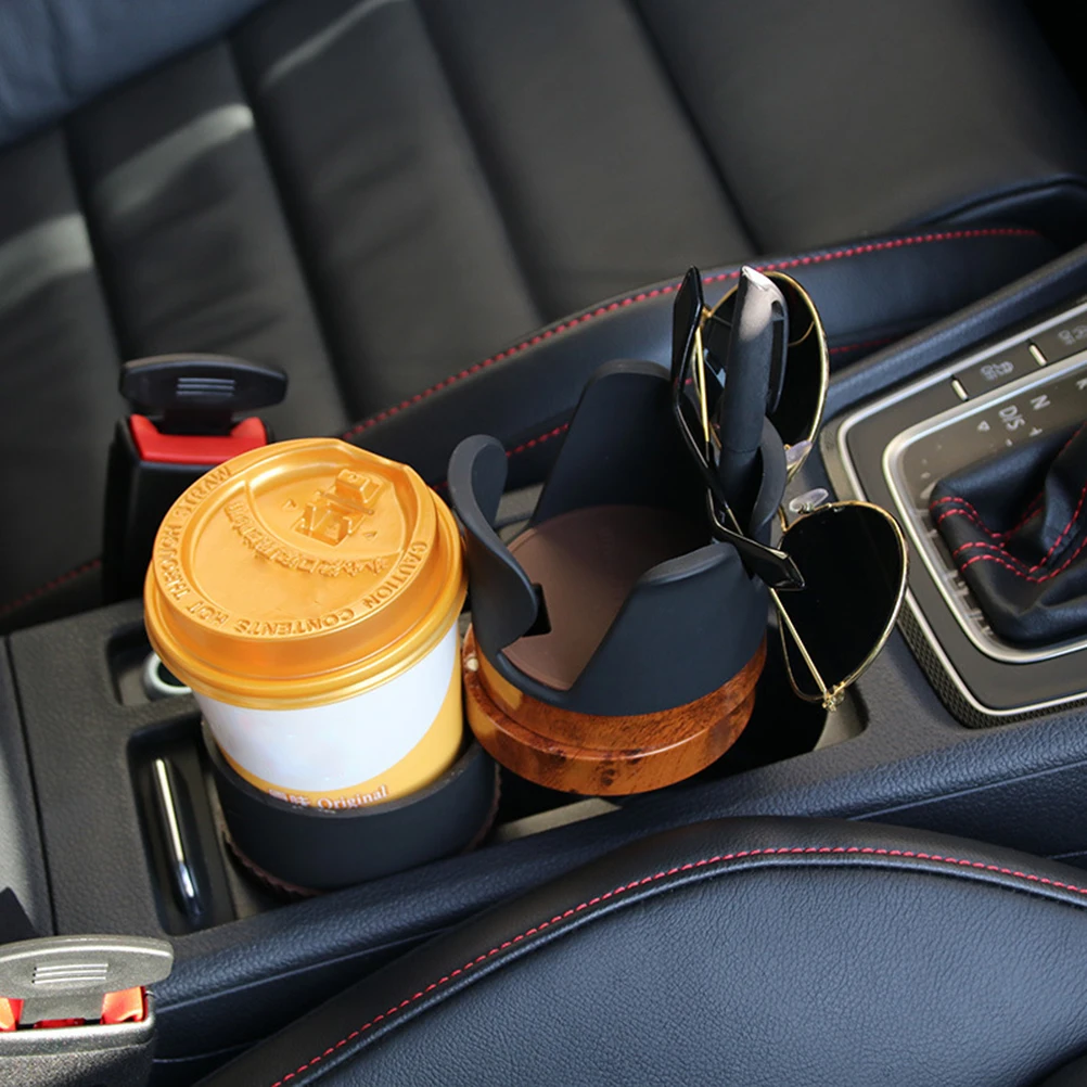 

Multifunction Walnut Color Car Cup Holder High Quality ABS Silicone Car Phone Stand Storage Box Auto Inner Bottle Drink Stand