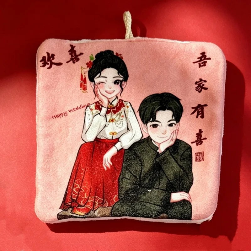 Festive Cute Cartoon Handkerchief Towel Absorbent Bathroom Hanging Hand Towel Wash Square Towel Kitchen Wiping Cloth