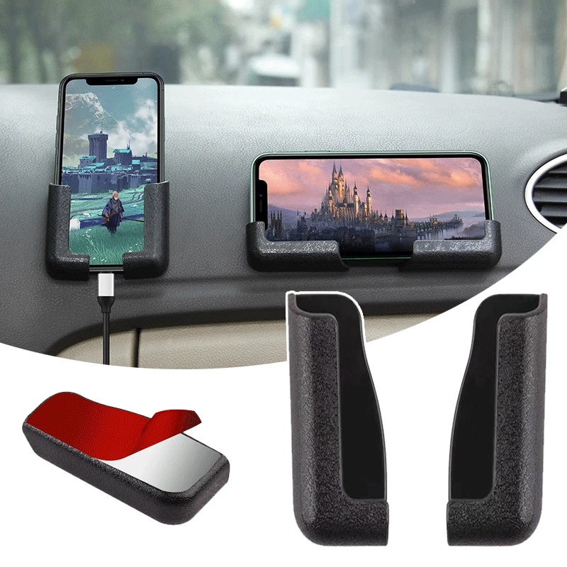 Adjustable Width Car Phone Holder Multifunctional GPS Display Bracket Self-Adhesive Phone Holder for Samsung IPhone Xiaomi