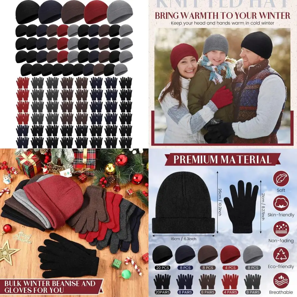 

Winter Beanies and Gloves Set, 96 Pieces Bulk, Unisex Cold Weather Accessories for Men and Women, Ideal for Homeless Shelters an