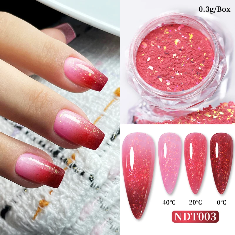 Aurora Glitter Thermal Nail Powder Nail Flakes Sequins Temperature Color Changing Pigment Dust Nail Glitter Thermal Powder