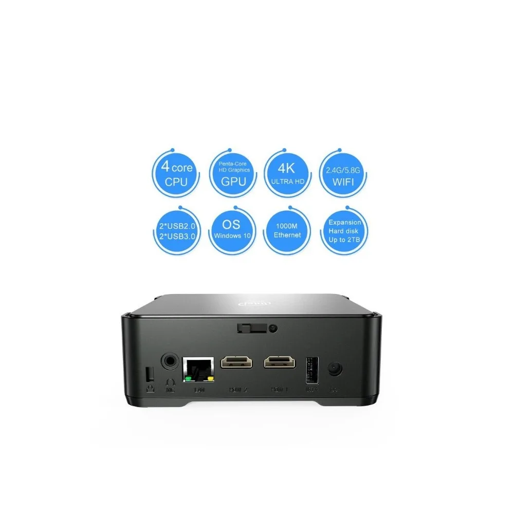 GK3V Quad Core Intel N3350 Windows 10 Mini PC 4GB RAM ROM 64GB WIFI 2*HD 1*VGA computadora de escritorio