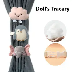 2pcs Cute Cartoon Plush Doll Curtains Holders Drape Holdbacks Creative Window Curtains Hooks Curtains Clip Rings, Drapes Tieback