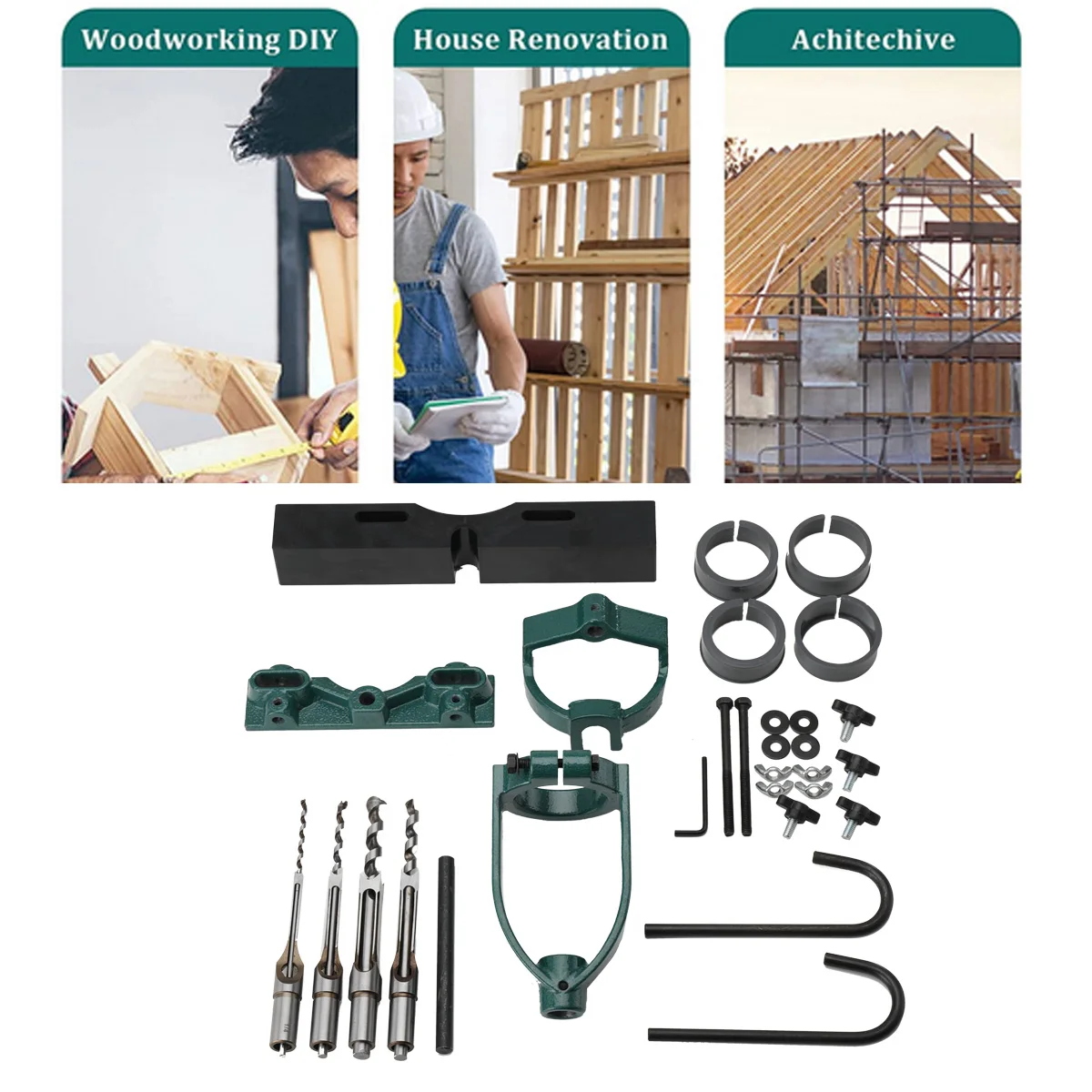 Stemmen Maschine Holzbearbeitung Einsteckschloss Zapfen Werkzeuge Bohrmaschine Locator Set für Kreise Quadratischen Loch Meißel Bohrmaschine – Detail 4