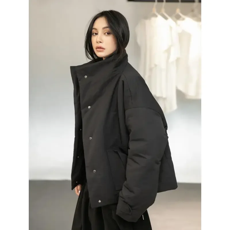 Autumn/Winter New Japanese Black Loose Cotton Quilted Jacket