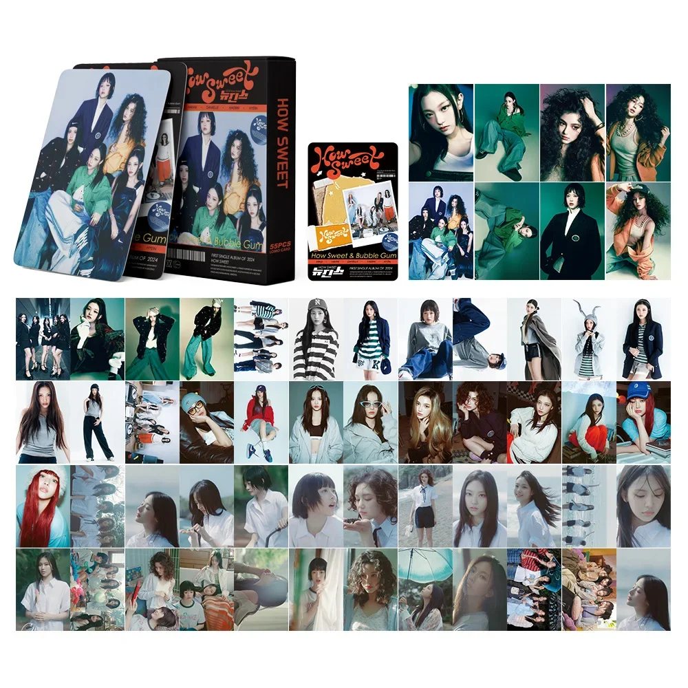 55pcs/set Kpop New Girls Group Photo New Album HOW SWEET Bubble Gum Attention Lomo Card HD Photocards Fans Collect Special Cards