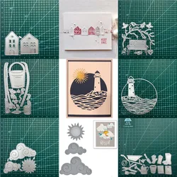 House Lighthouse Garden pruning tools Cloud Moon Sun Bench Fishing Pole Metal Cutting Dies DIY Scrapbooking Decorative Embossing