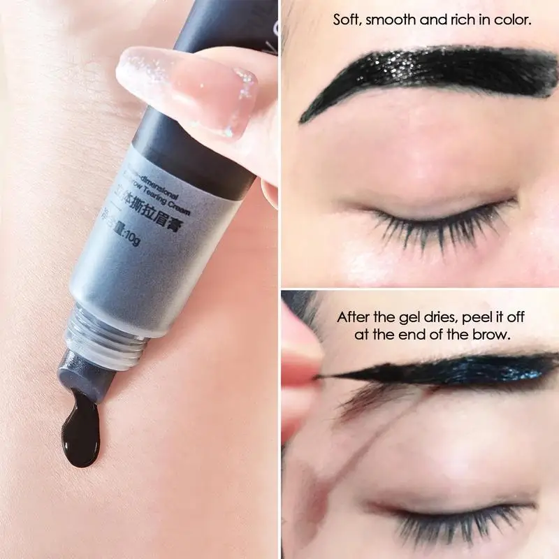 Peel Off Augenbrauen-Tönung, wasserfest, schnell trocknend, Augenbrauenfleck, 10 g, nicht reizendes Augen-Make-up für trockene, fettige Kombination, empfindlich