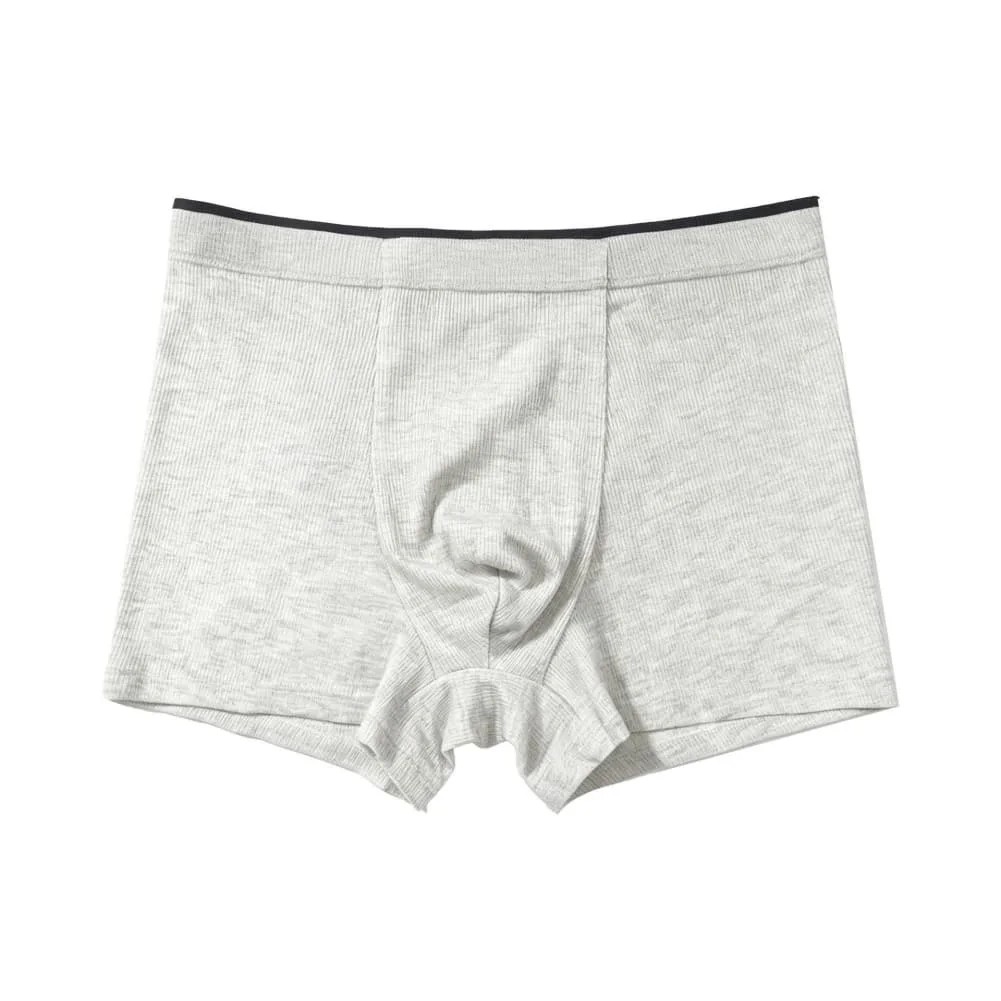 Man's Solid Breathable Underwear Cotton U Pouch Design Boxer Soft Underpants Gray Man Sports Solid Underpants Trunks