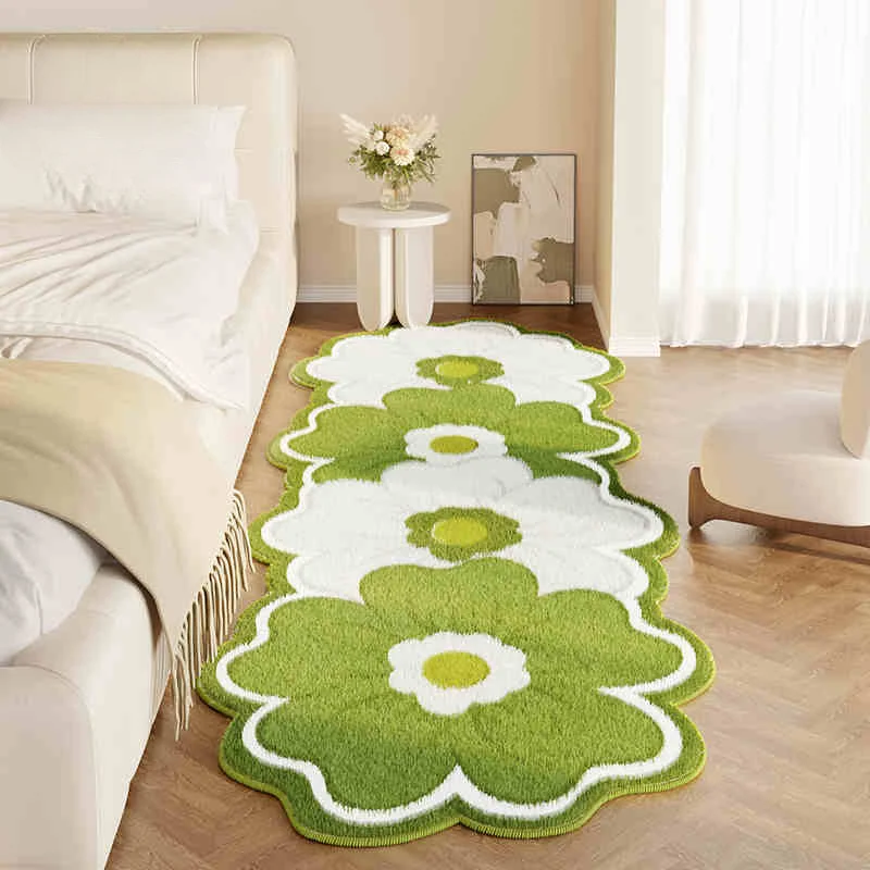 VIKAMA Soft Plush Floral Pattern Carpet Fluffy Irregular Shape Mat for Bedroom Decorative Home Rug For Bedroom Floor Mat Cushion