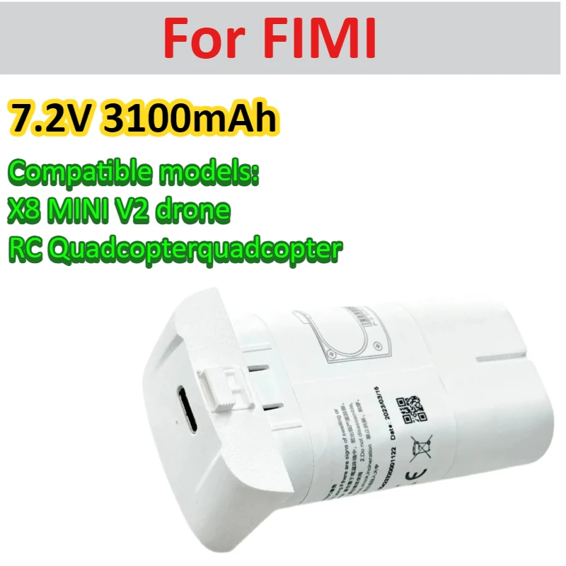 

Large Capacity 7.2V 3100mAh Rechargeable Li-Ion Battery for FIMI X8 MINI V2 Spare Battery Remote-Controlled Drone