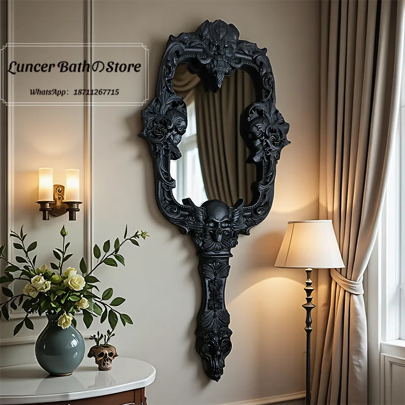 Dark Style Wall Decor Mirror for Living Room, Dining Room, Entryway Background, Wabi Sabi Vintage Hanging Makeup Mirror