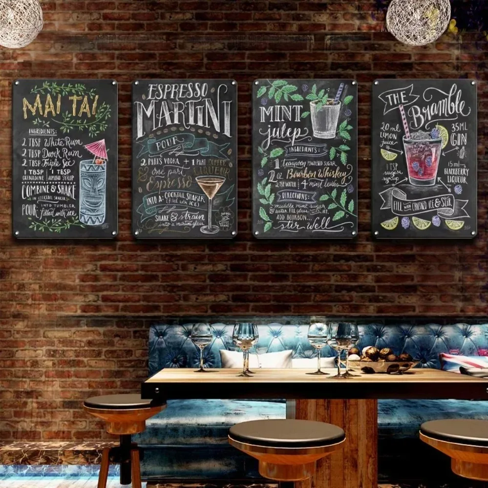 Retro Gin and Tonic Metal Sign | Vintage Cocktail Plaque for Bar, Kitchen | Home Wall Decor