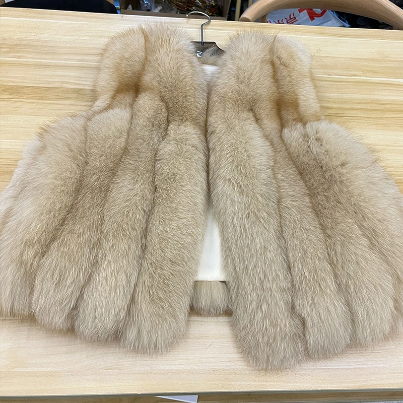 Inverno Caldo di Lusso 100% Genuino Vera Pelliccia di Volpe Gilet di Pelliccia di Volpe Naturale Giacca Senza Maniche Gilet di Qualità Delle Donne Vera Pelliccia di Volpe Gilet