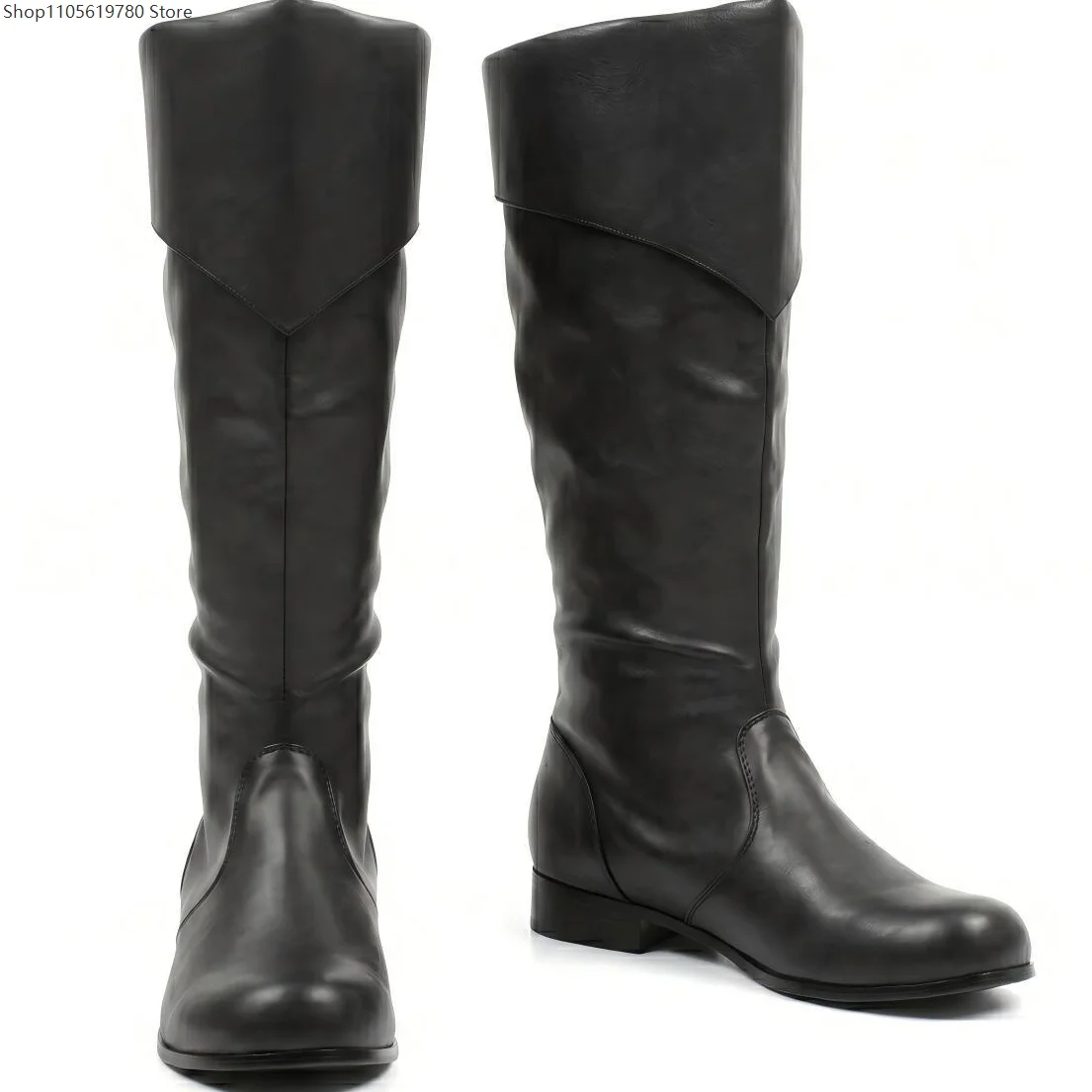 Men Lapel Mid Calf Boots European Style Plus Size Medieval Renaissance Footwear Suitable For Theme Party Roleplay Cosplay Events