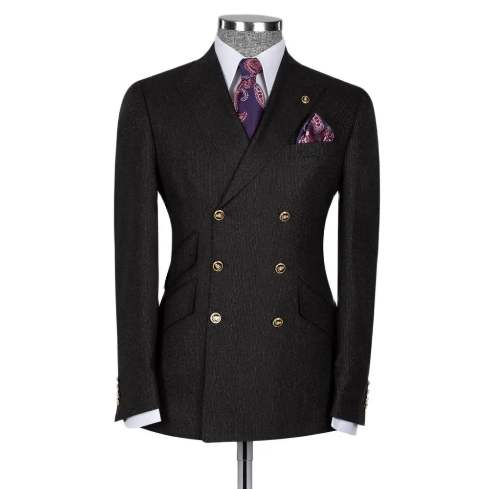 بدلات رجالية بنية 6 أزرار كلاسيكية بقصة ضيقة مكونة من قطعتين وسراويل وسترة مزدوجة الصدر لحفلات الزفاف والعريس أفضل رجل ملابس مصممة خصيصًا