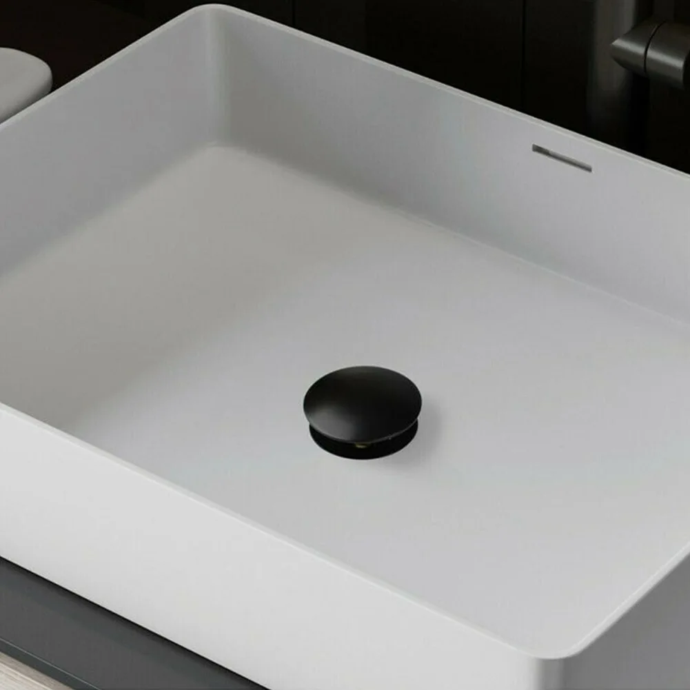 Basin Waste Pop Up Bathroom Sink Plugs Push Button Click Clack 66mm Brass Matte Black M8 For Basins Bathtubs Kitchen Accessories