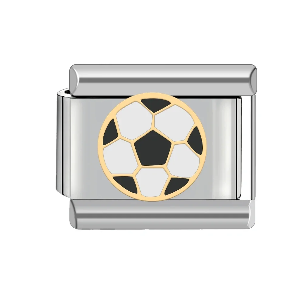 Sports Series Italian Charm Stainless Steel Bracelet 9mm Diy American Football Soccer Basketball