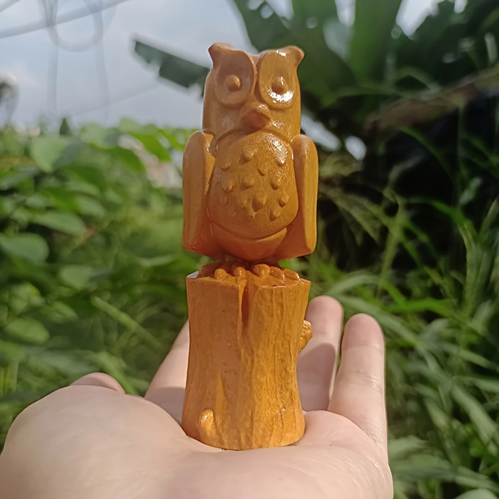 Wooden Owl Statue Halloween Decoration Spring Festival Gift Mother's Day Gift Father's Day Gift Study Room Tea Room Ornament Crafts Hand-Carved Living Room Bookshelf Decoration Thanksgiving Gift for Girlfriend Boyfriend Housewarming Gift